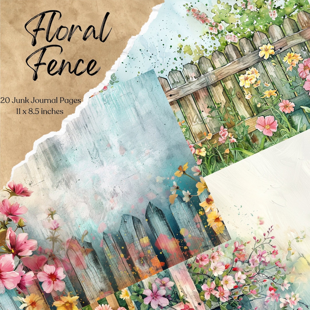 Floral Fence Junk Journal Papers Vintage Decorative Printable Paper ...