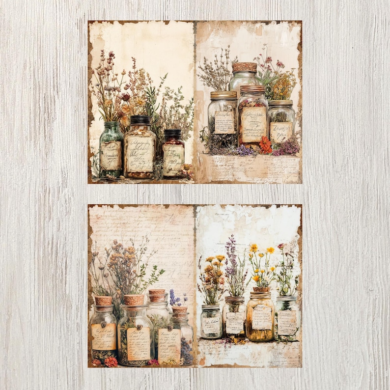 Herb Junk Journal Page Digital Scrapbook Paper Botanical Printable ...