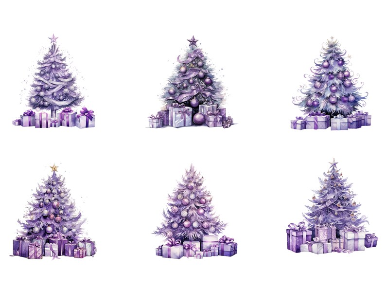 Watercolor Christmas Tree PNG Clipart Bundle Christmas Tree Sublimation ...