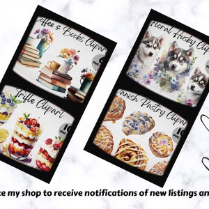 May include: A digital illustration set of 10 watercolor clipart images featuring a floral husky dog design. The image shows three husky dogs with floral accents. The text "Floral Husky Clipar" is visible in the image.