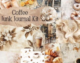 Coffee Junk Journal Kit Cafe Junk Journal Page Latte Journal Printable Paper Digital Collage Sheet Cake Scrapbook Supplies Coffee Ephemera