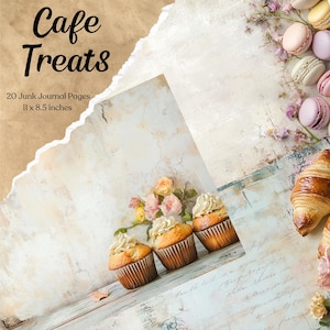 Cafe Leckereien Junk Journal Papier Kit Essen Junk Journal Kaffee Druckbares Papier Digitale Collage Hintergrund Scrapbook Ephemera Zubehör Kuchen Tee