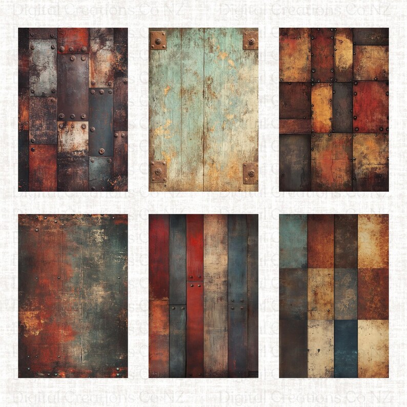 Grunge Metal Junk Journal Pages, Industrial Rust Printable Paper Pack ...
