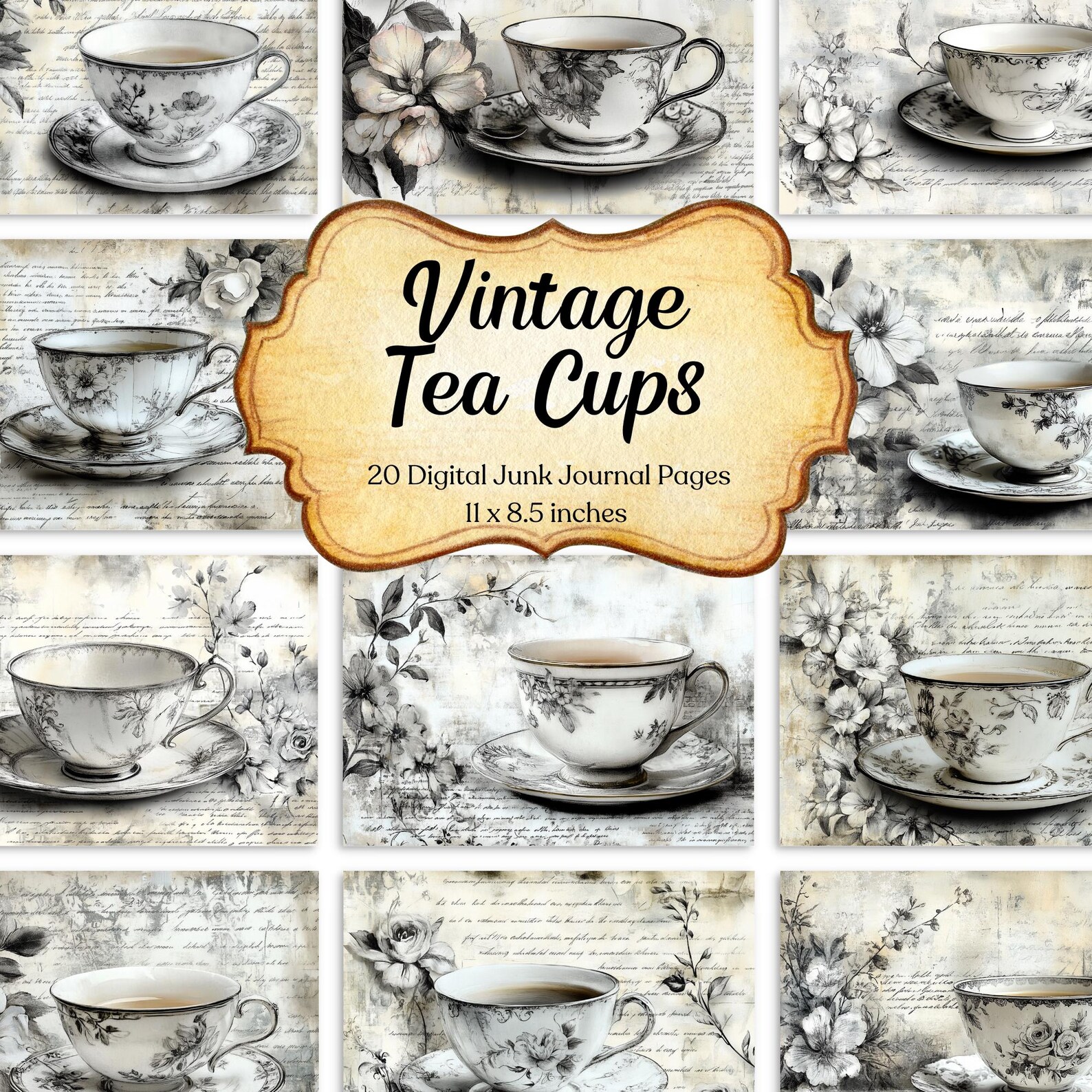Vintage Tea Junk Journal Printable Pages Afternoon Tea Junk Journal Kit ...