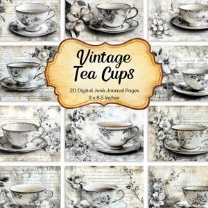 Vintage Tea Junk Journal Printable Pages Afternoon Tea Junk Journal Kit Junk Journal Paper Vintage Ephemera Shabby Chic Scrapbook Supplies