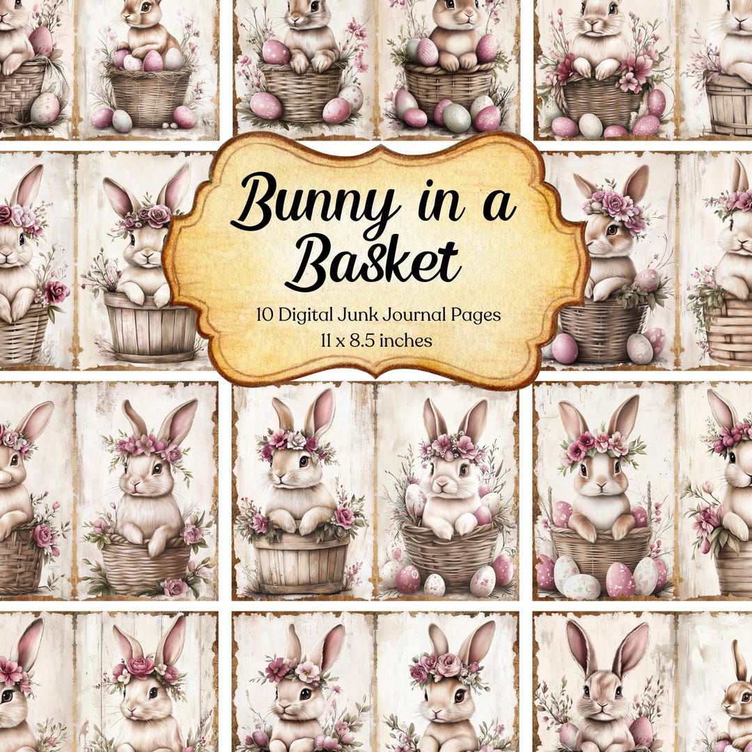 Easter Bunny Junk Journal Pages Printable Scrapbooking Paper Animal ...
