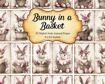 Easter Bunny Junk Journal Pages Printable Scrapbooking Paper Animal Junk Journal Rabbit Ephemera Collage Digital Paper Instant Download