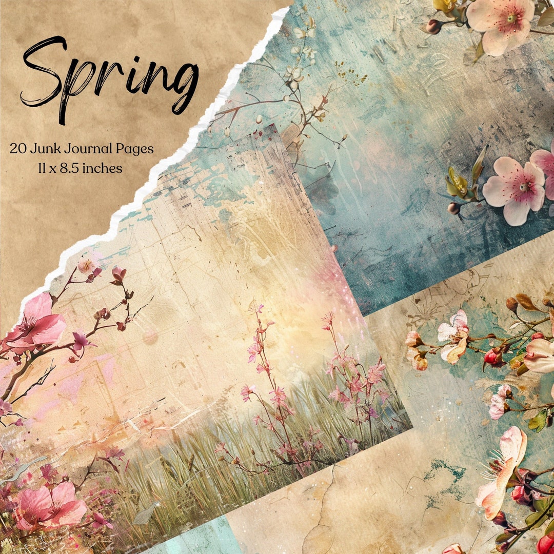 Spring Floral Junk Journal Pages Flower Scrapbook Paper Printable ...