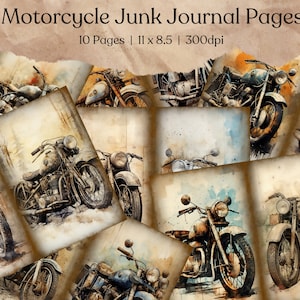 Vintage motorfietsen Junk Journal Kit | Ephemera-pakket | Tijdschriftbenodigdheden | Plakboek | Digitaal tijdschrift afdrukbaar | ATC-kaarten | Fiets JPEG