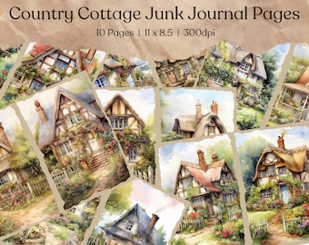 May include: Ten digital collage sheets featuring watercolor illustrations of charming English cottages with lush greenery and gardens. The images are perfect for adding a touch of whimsy to your craft projects.