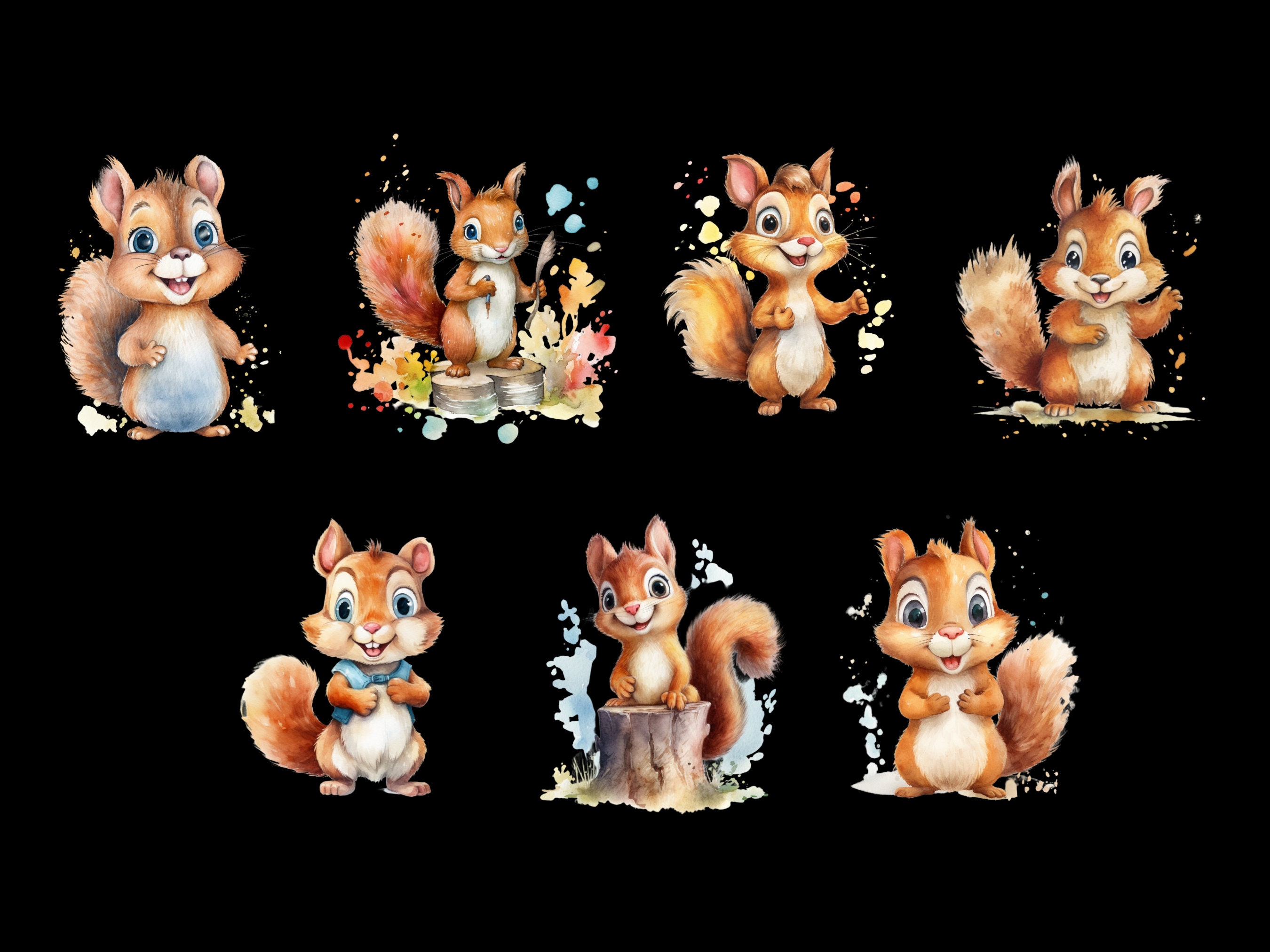 Watercolor Squirrel Clipart Bundle Squirrel PNG Baby Shower Graphics ...