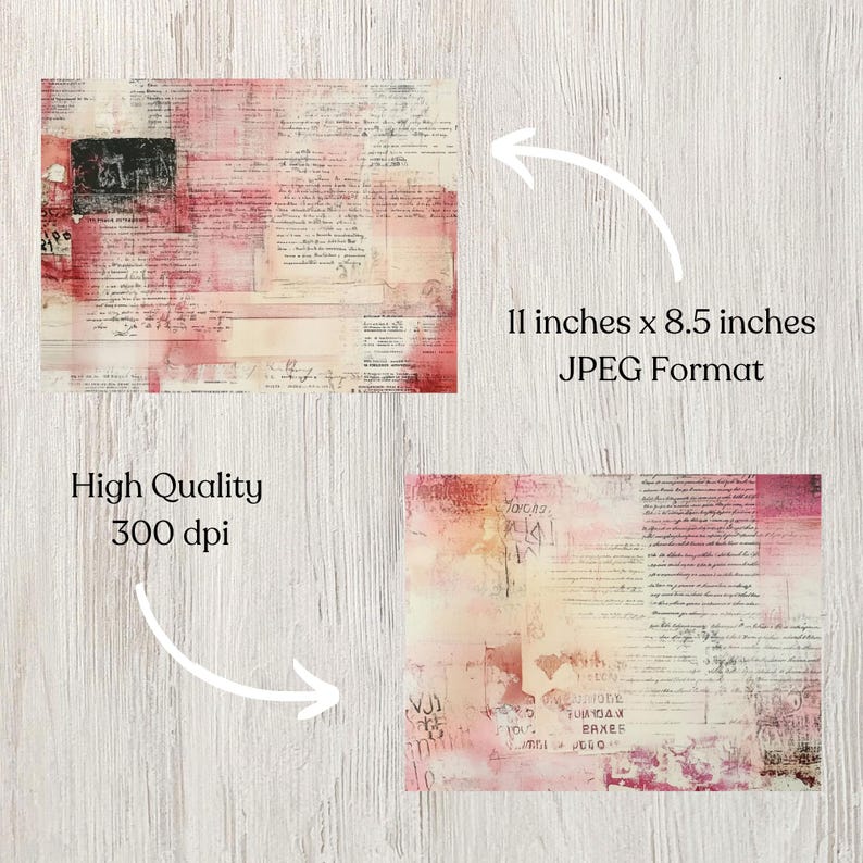 Pink Typography Junk Journal Printable Pages Vintage Ephemera Scrapbook ...