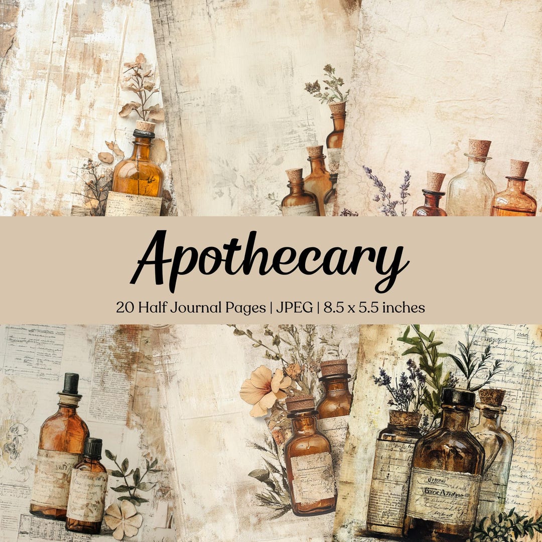 Apothecary Junk Journal Page Digital Scrapbook Paper Botanical ...