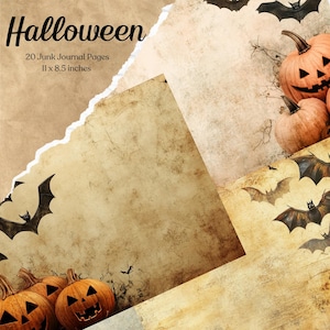 Halloween Junk Journal Pages Digital Scrapbook Paper Kit Spooky Printable Gothic Vintage Ephemera Pumpkin Collage Sheet Grimoire BOS Fantasy