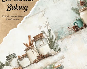 Christmas Baking Junk Journal Pages Digital Christmas Scrapbook Paper Printable Cooking Collage Celebration Junk Journal Festive Ephemera