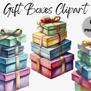 Watercolor Gift Boxes Clipart Bundle | Gift Boxes Digital Images | Gift Boxes Graphics | Watercolor Gift Boxes Graphic | Gift Boxes PNG