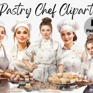 Aquarel patissier clipart | Bakker PNG | Patisserie Clipart | Chef-kok illustraties | Sublimatie | Papierkunst | Junkjournaal | Scrapbooken