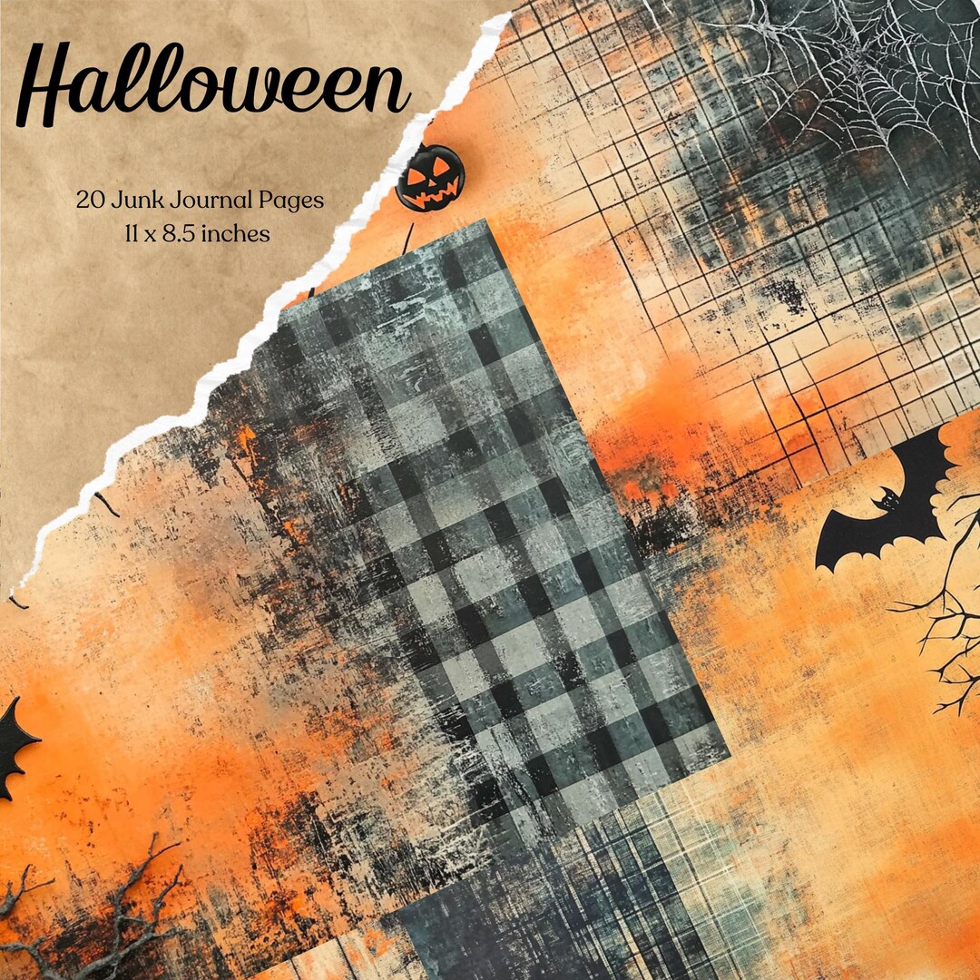 Halloween Junk Journal Pages Digital Scrapbook Paper Kit Spooky ...