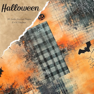 Halloween Junk Journal Pages Digital Scrapbook Paper Kit Spooky Printable Gothic Vintage Ephemera Pumpkin Collage Sheet Grimoire BOS Fantasy