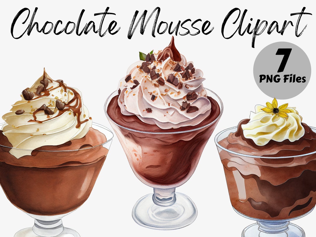 Watercolor Chocolate Mousse Clipart Bundle Mousse Digital Images Mousse