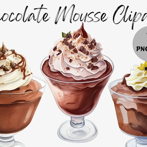 Watercolor Chocolate Mousse Clipart Bundle | Mousse Digital Images | Mousse Graphics | Watercolor Mousse Graphics | Chocolate Mousse PNG