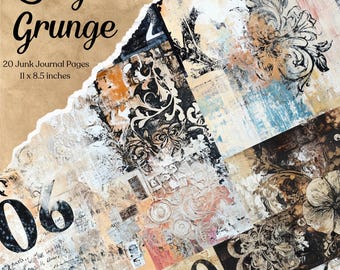 Beige Vintage Junk Journal Pages, Digital Paper, Texture Grunge Sheets, Scrapbook Supplies, Vintage Ephemera, Shabby Pages, Instant Download