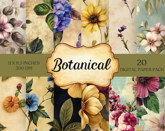 Floral Junk Journal Seiten Blume druckbare botanische Papier Handwerk Papier für Journal Scrapbook Papier Digitaler Download Journal Hintergrundkunst