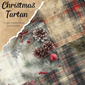 Weihnachten Tartan Junk Journal Kit Weihnachten Junk Journal Seite Weihnachten Journal Druckbares Papier Digitale Collage Blatt Festliche Scrapbook Zubehör