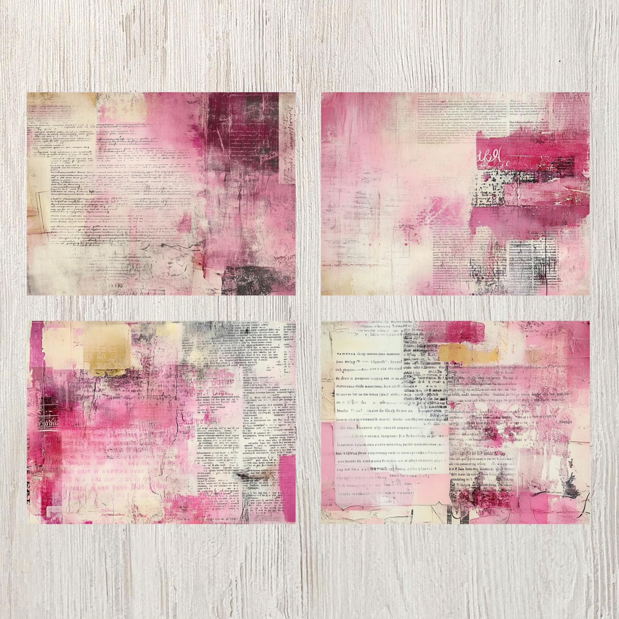 Pink Typography Junk Journal Printable Pages Vintage Ephemera Scrapbook ...