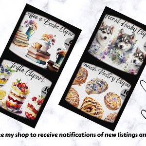 May include: A digital illustration set of 10 watercolor clipart images featuring a floral husky dog design. The image shows three husky dogs with floral accents. The text "Floral Husky Clipar" is visible in the image.