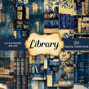Verfluchte Bibliothek Junk Journal Papier | Buchseiten zum Ausdrucken | Dark Academia Ephemera | Digitales Papier Zubehör | Sammelalbum Hintergrund Kunstdruck