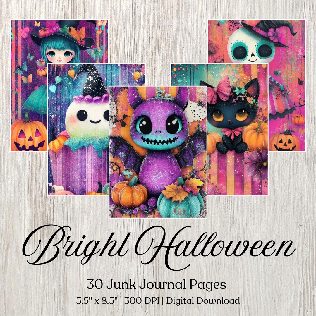 Halloween Junk Journal Printable Pages, Digital Scrapbook Paper Kit ...