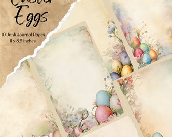 Easter Egg Junk Journal | Spring Junk Journal | Vintage Easter | Easter Border Journal Pages | Ephemera | Collage Sheet | Digital Download