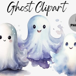 Watercolor Ghost PNG Clipart Bundle | Halloween PNG | Cute Ghost | Watercolor Ghost | Commercial Use | Instant Download | Spooky PNG