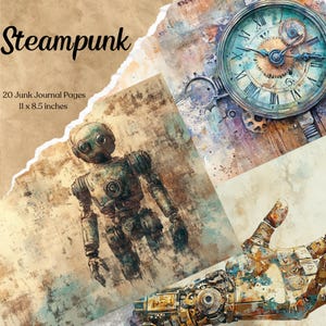 Steampunk Junk Journal Pages | Digital Industrial Paper | Victorian Printable | Collage Sheet | Mechanical Scrapbook Kit | Vintage Ephemera