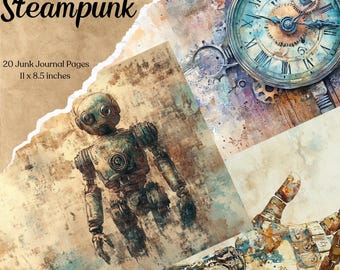 Steampunk Junk Journal Pages | Digital Industrial Paper | Victorian Printable | Collage Sheet | Mechanical Scrapbook Kit | Vintage Ephemera