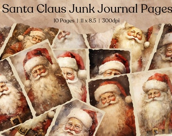 Santa Claus Junk Journal Kit | Vintage Merry Christmas Junk Journal Pages | Xmas Junk Journal Printable Paper | Digital Collage Sheet