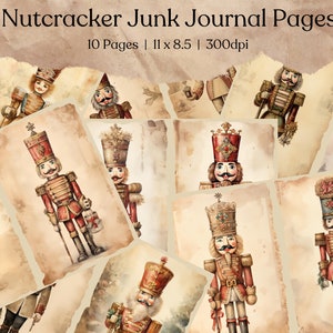 Kit de diário lixo para quebra-nozes de Natal | Papel digital do Winter Vintage Ephemera Journal | Páginas para impressão de scrapbooking | Download instantâneo