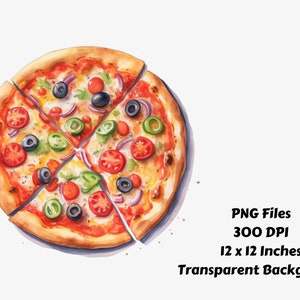 Watercolor Pizza Clipart Bundle | Pizza PNG | Fast Food Graphics ...