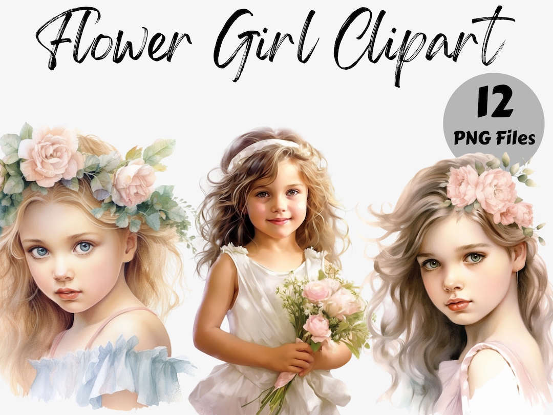 Watercolor Flower Girl Clipart Bundle | Flowergirl PNG | Scrapbook ...