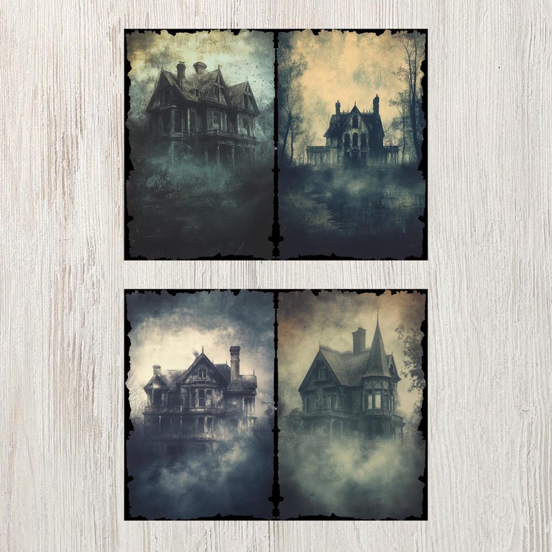 Haunted House Junk Journal Page Digital Scrapbook Paper Spooky ...