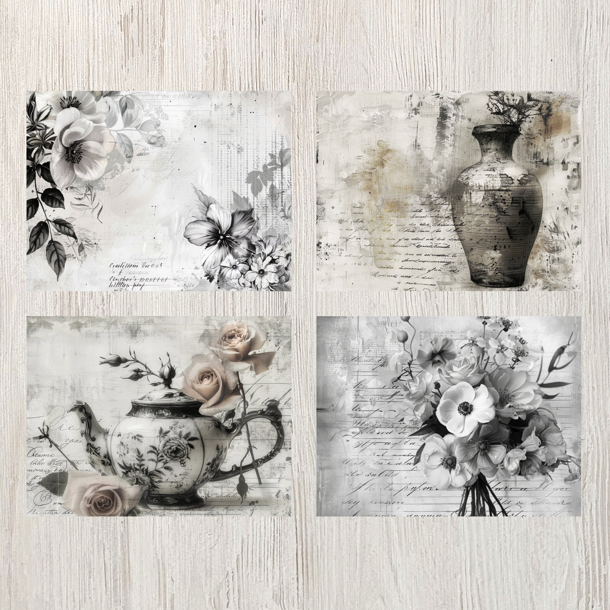 Black and White Junk Journal Page Digital Monochrome Theme Scrapbook ...