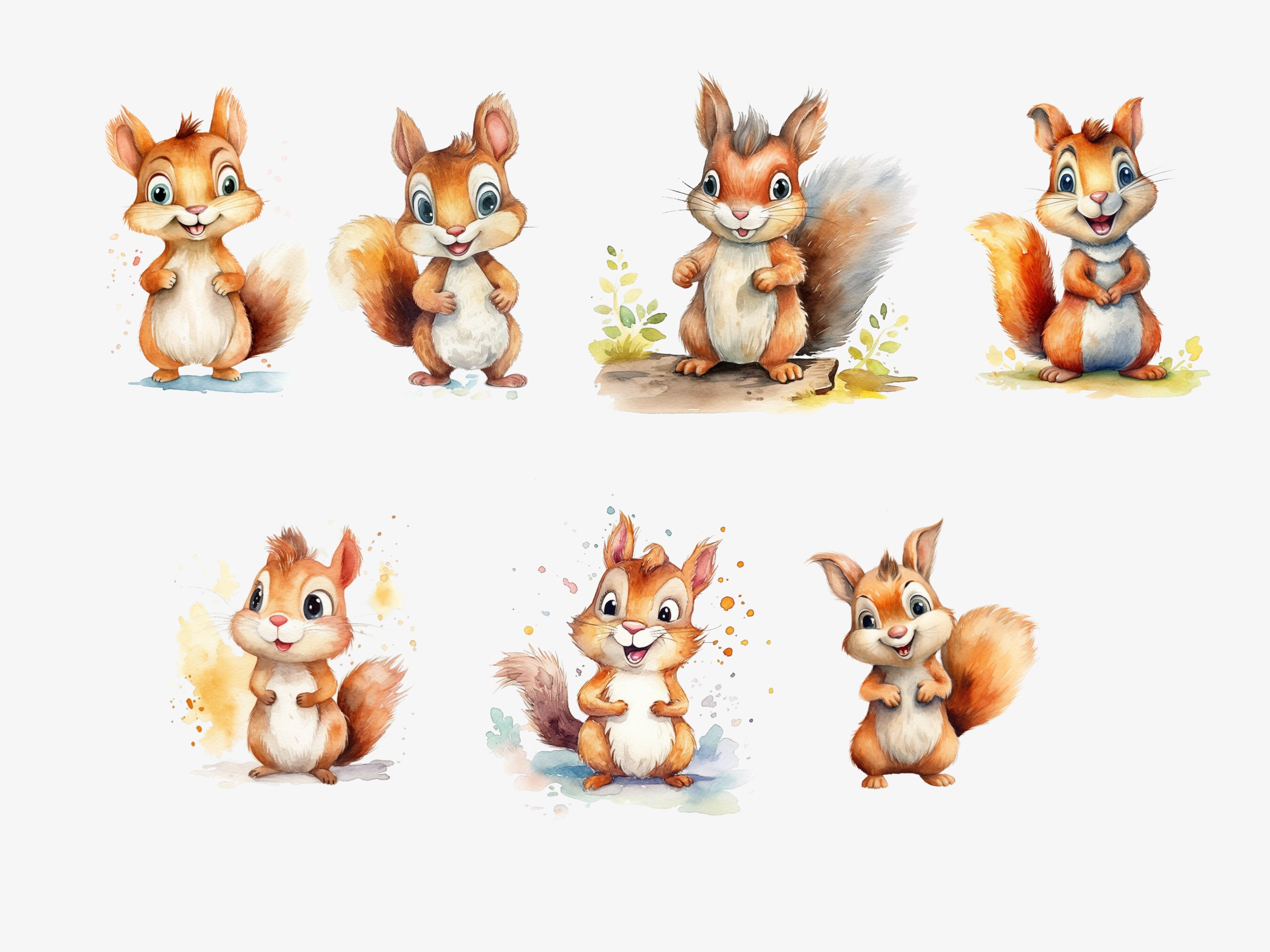 Watercolor Squirrel Clipart Bundle Squirrel PNG Baby Shower Graphics ...