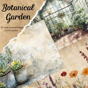Pagine di diario di spazzatura del giardino botanico Fiore Carta vintage stampabile Carta artigianale per diario Carta per album di ritagli Diario digitale Primavera Effimera