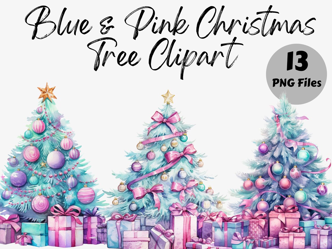 Watercolor Christmas Tree PNG Clipart Bundle Christmas Tree Sublimation ...