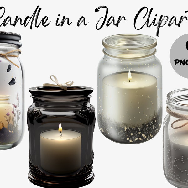 Watercolor Candle in a Jar Clipart Bundle | Candle Digital Images | Candle Graphics | Watercolor Candle PNG | Digital Download | Commercial