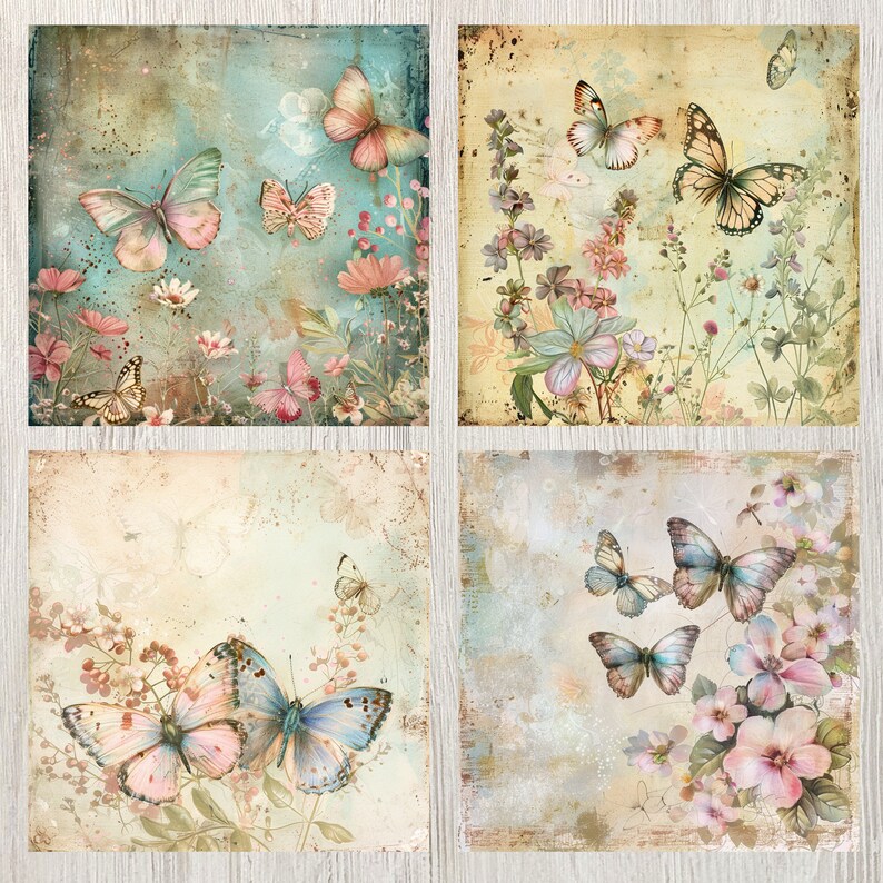 Butterfly Printable Paper Shabby Chic Digital Download Watercolor ...