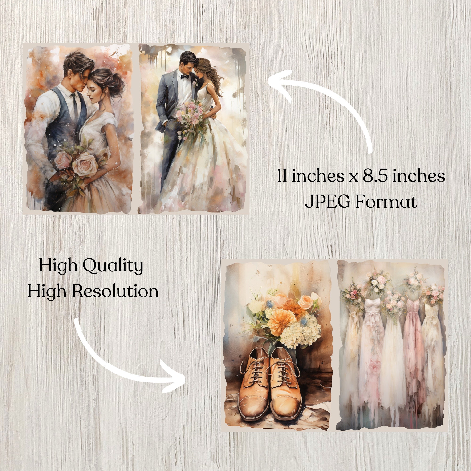 Vintage Wedding Junk Journal Pages | Digital Scrapbook Paper Kit ...