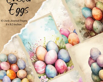 Easter Egg Junk Journal | Spring Junk Journal | Vintage Easter | Easter Border Journal Pages | Ephemera | Collage Sheet | Digital Download