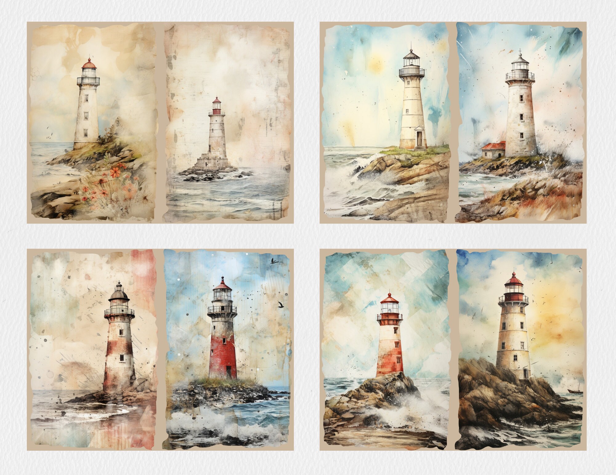 Vintage Lighthouse Junk Journal Kit | Sea | Shabby Chic | Ocean Journal ...